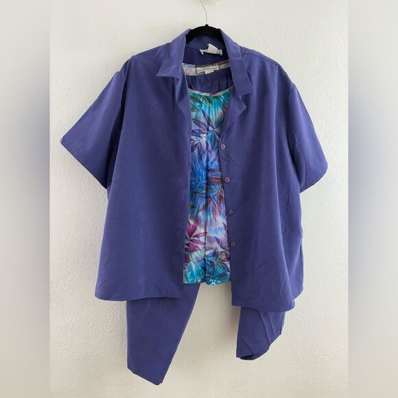 Passport 3 pieces capri purple pants set 2X - Picture 2 of 15